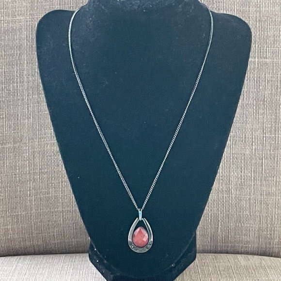 Women Necklace Fashion Jewelry Faux Stone Pendant Black Chain Necklace - Picture 11 of 11